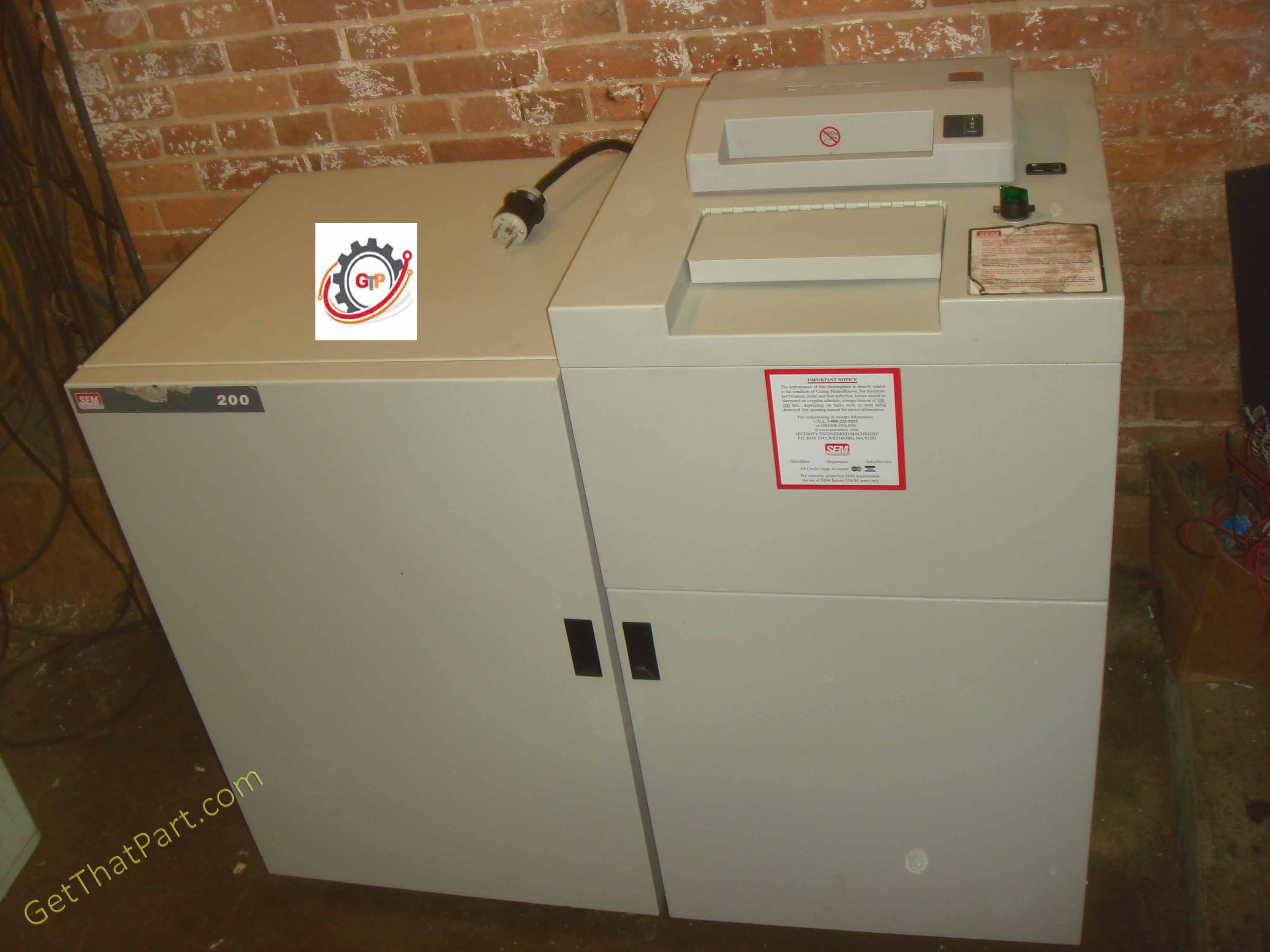 SEM DS200 USA Industrial Disintegrator DualStage Paper Media Shredder